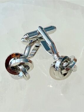 Classic Silver Love Knot Cufflinks - Men Accessories